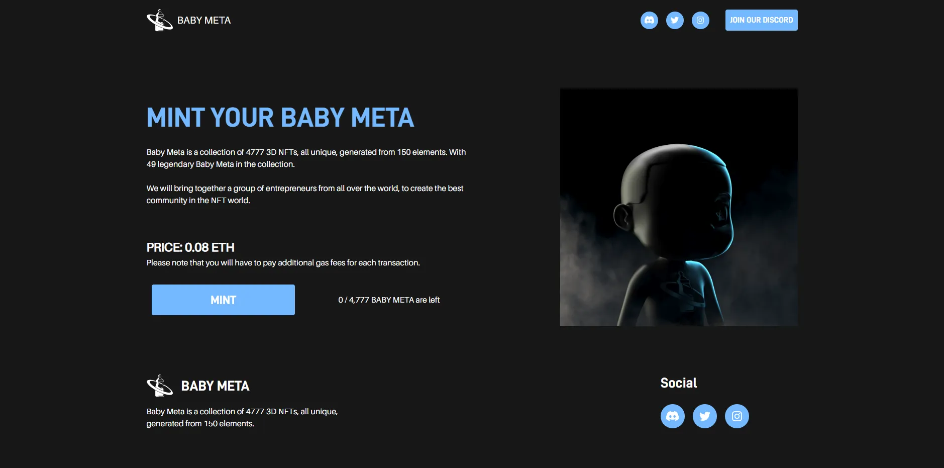 Page de mint de la collection Baby Meta