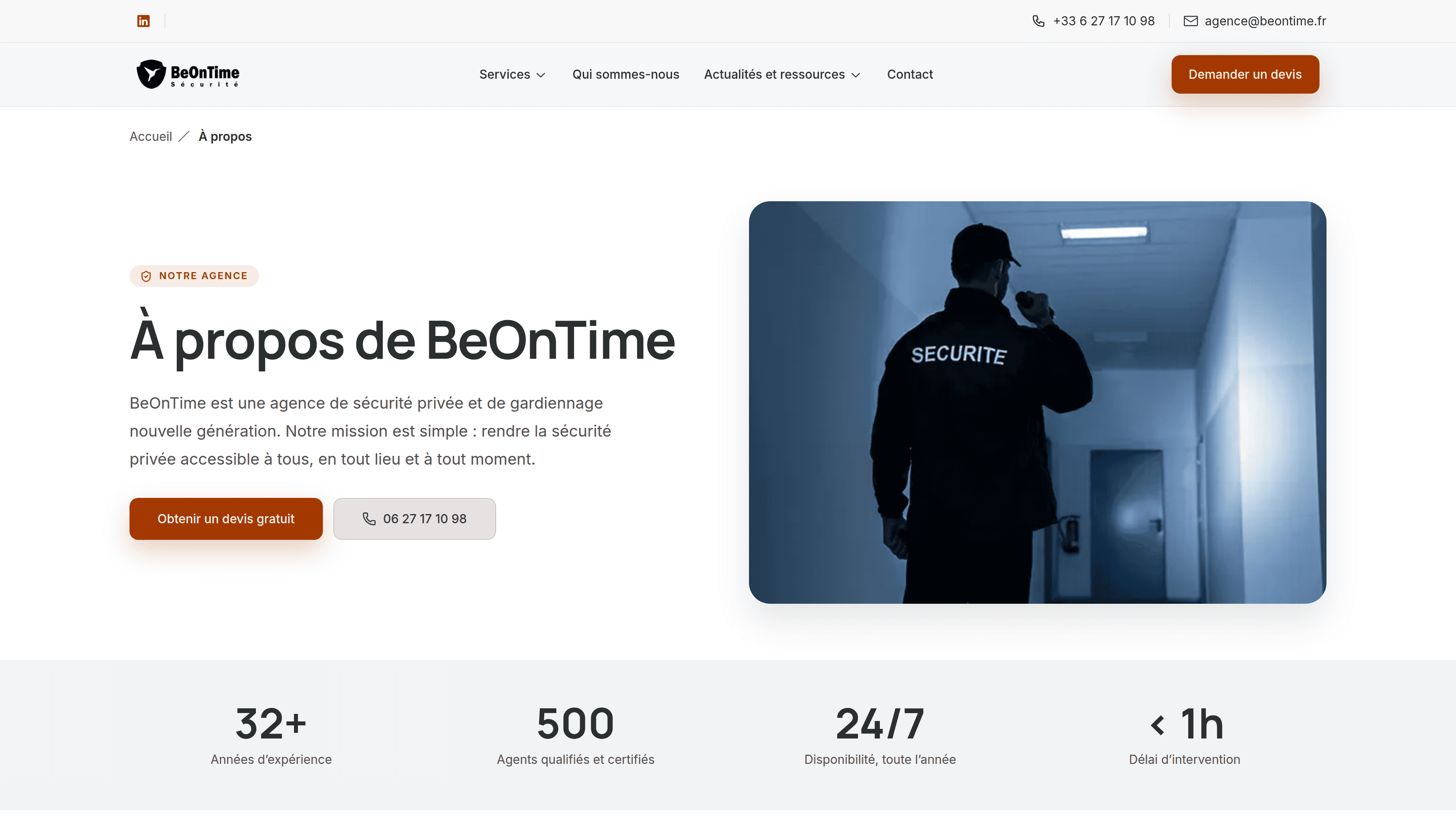 Page À propos de BeOnTime