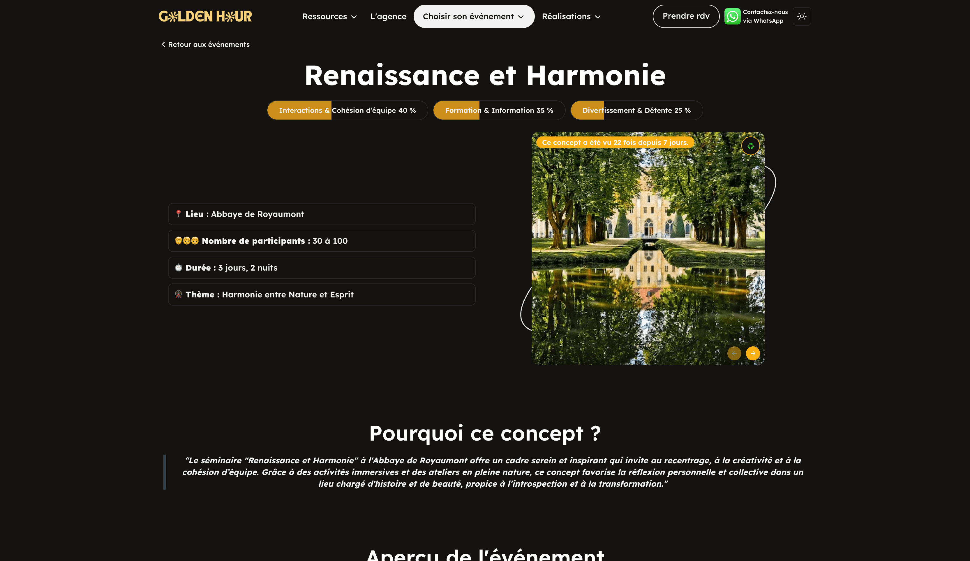 Fiche détaillée d'un concept Golden Hour France