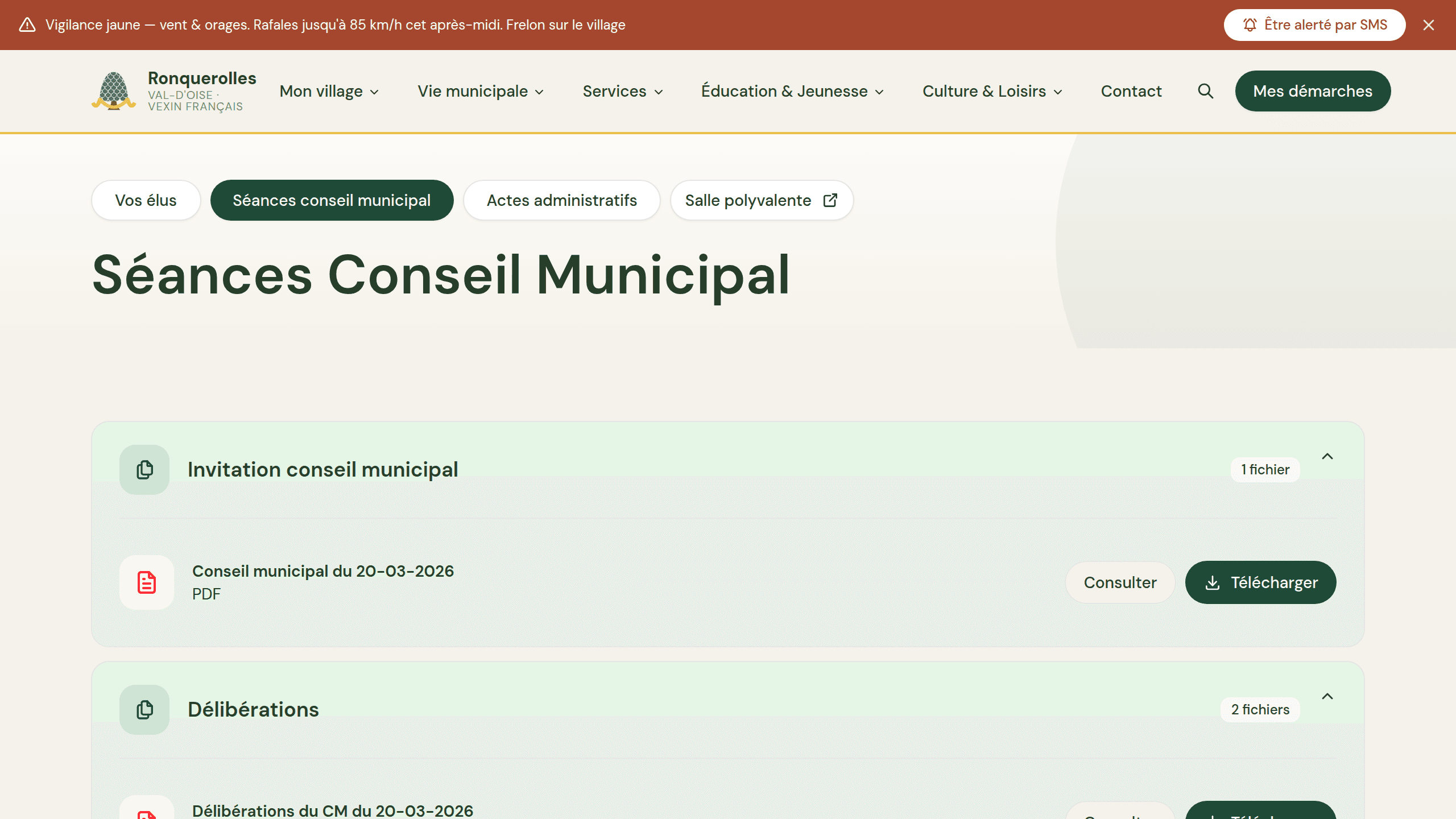 Séances du conseil municipal de Ronquerolles