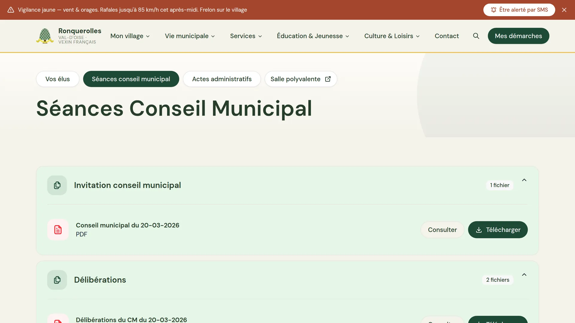 Séances du conseil municipal de Ronquerolles